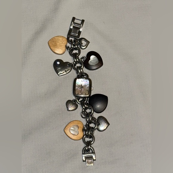 Vintage Fossil Charm Bracelet Watch Heart Rare Love You - Picture 2 of 12